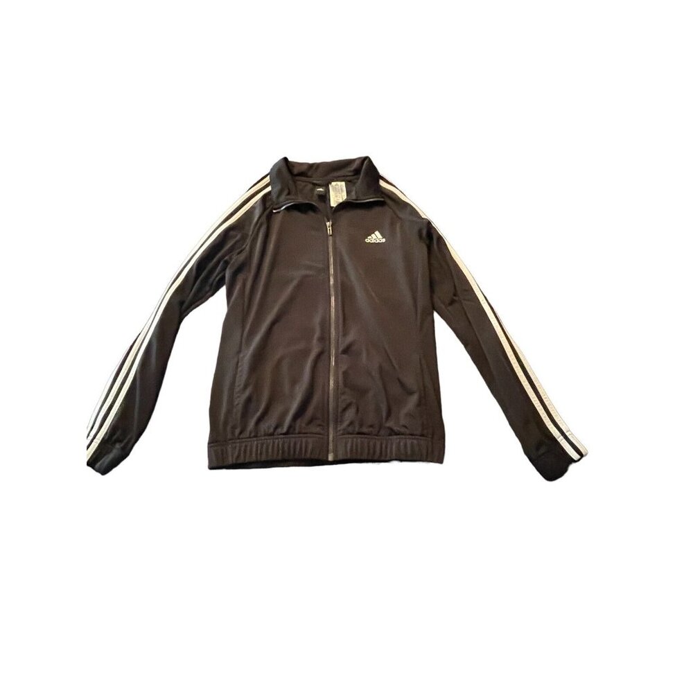 Adidas Jacket Youth Medium Black Track Full Zip Long‎ Sleeve Mock Neck Running